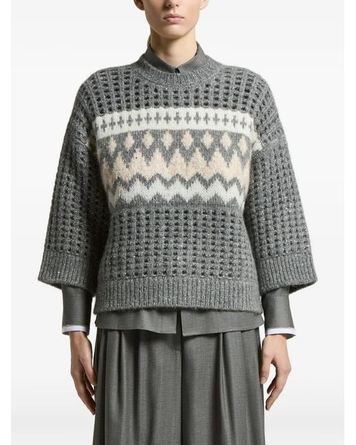 Peserico Gray Crew Neck Sweater