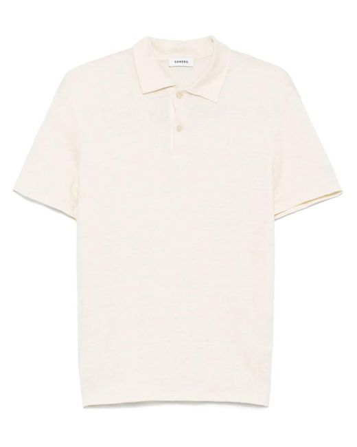 メンズ Sandro リネン ポロシャツ White