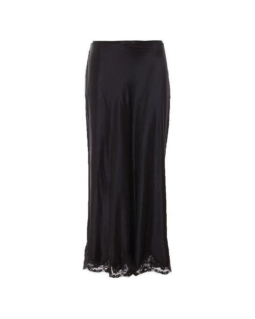 Rixo Black Crystal Lace-Trim Maxi Skirt