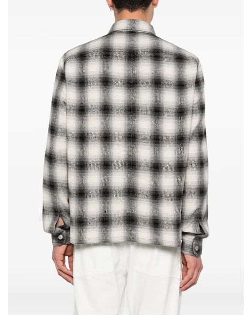Rick Owens Gray Cropped Plaid Overshirt for men