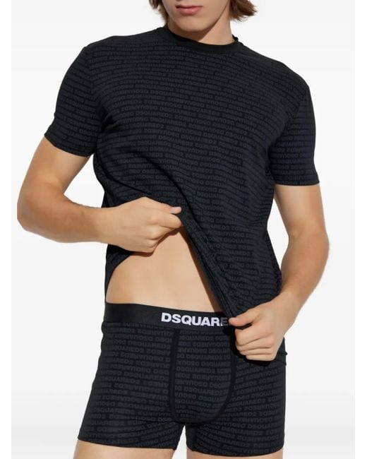 DSquared² Black Logo-Print Pajama Set for men