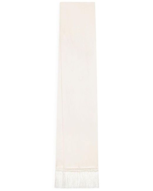 Dolce & Gabbana White Fringed Silk Scarf