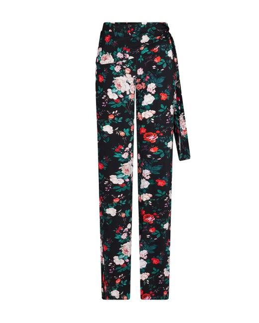Rabanne Black Floral-Print Straight Trousers