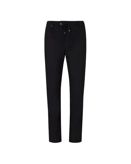 DISTRETTO 12 Black High-Perform12 Syntdrawstring-Fastening Trousers for men