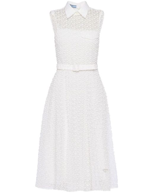 Prada Mouwloze Midi-jurk in het White
