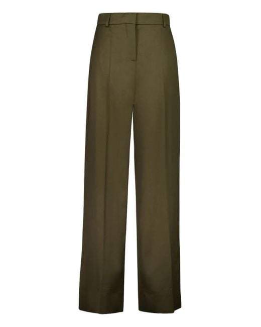 Stella McCartney Green Pleated Wool Trousers