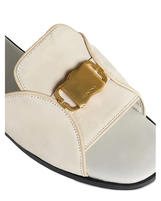 Agnona White Buckle Suede Sandals