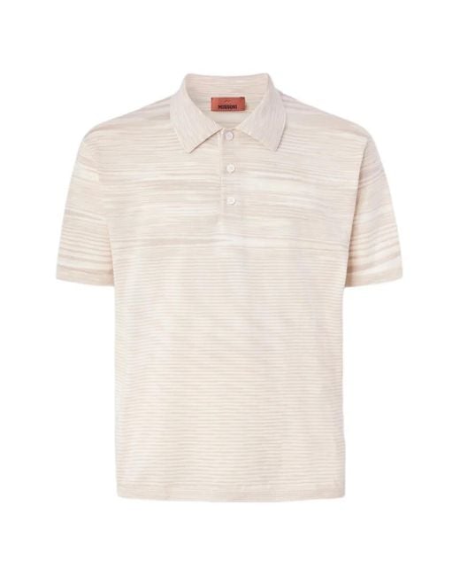Missoni White Striped Short-Sleeve Polo Shirt for men