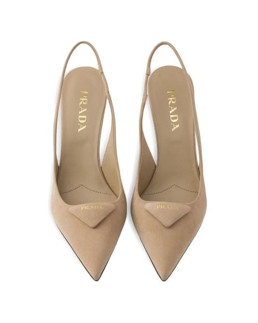 Prada White Suede Slingback Pumps