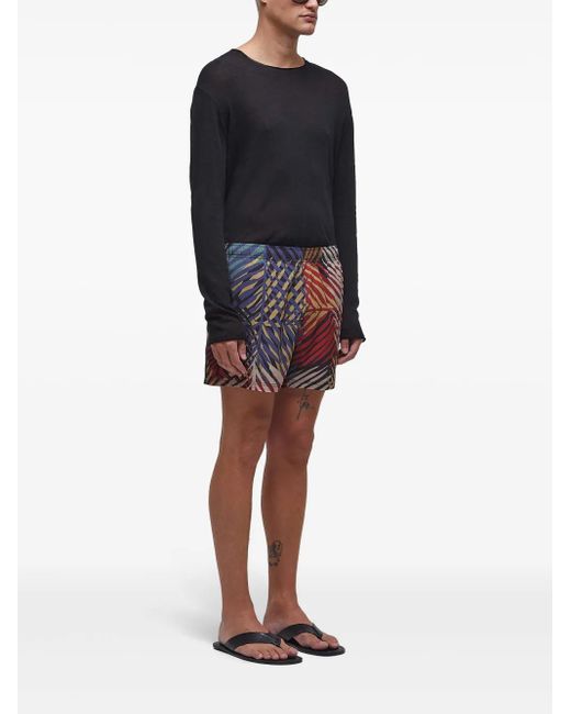 Osklen Blue Leaf-Print Swim Shorts for men