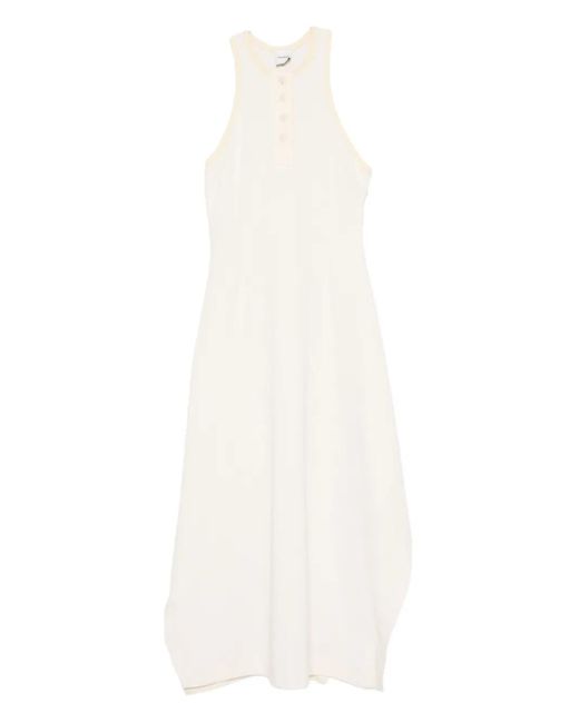 Nanushka White Midikleid mit drapiertem Saum