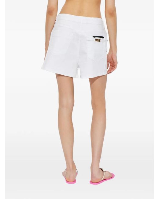 Versace Jeans Couture White Logo-Patch Denim Shorts