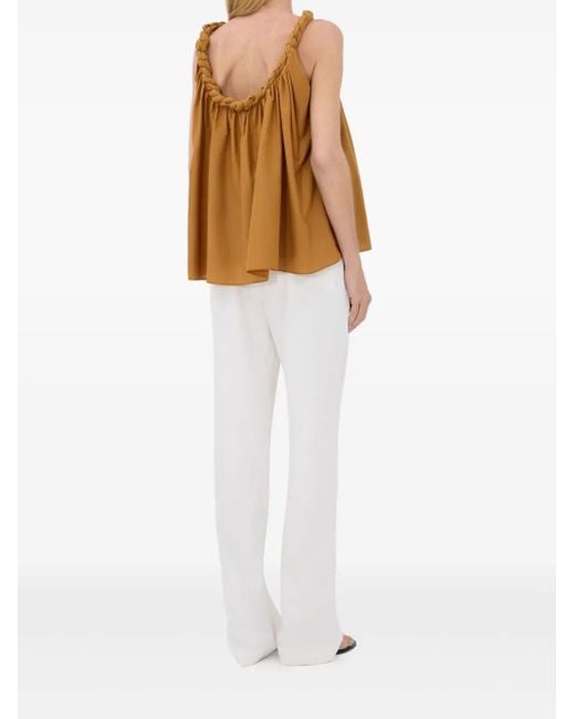 Loulou de Saison Brown Garino Braided-Neck Top