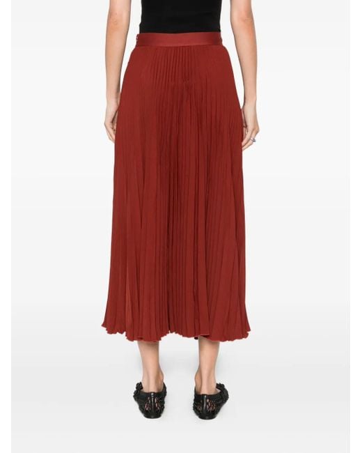 Farm Rio Red Pleated Midi Skirt