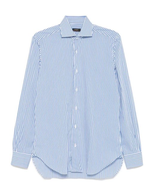 メンズ Barba Napoli ストライプ シャツ Blue