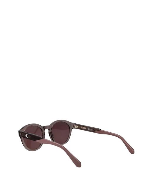 Calvin Klein Purple Round-Frame Logo-Plaque Sunglasses