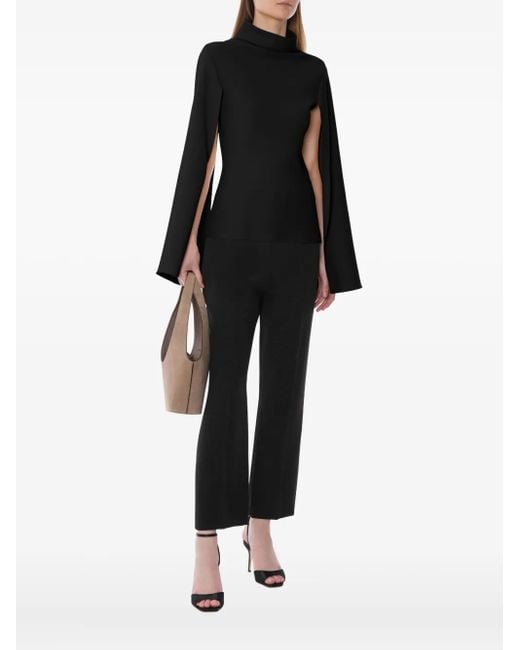 Alberta Ferretti Black Stehkragen-Bluse mit Glockenärmeln