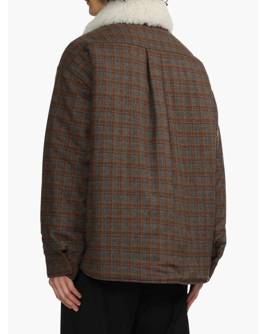 we11done Brown Check-Print Jacket for men