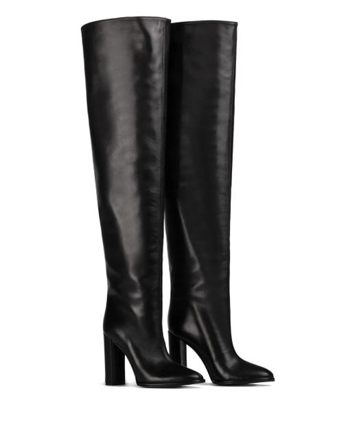 Le Silla Black 110Mm Elsa Block-Heel Leather Boots