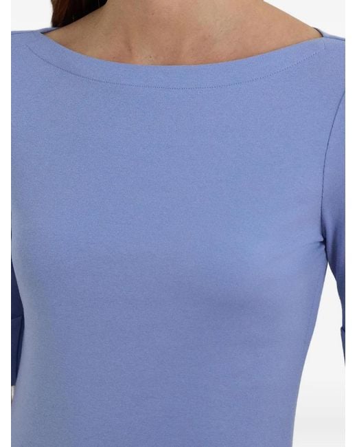 Ralph Lauren Blue Boat-Neck Turn-Up-Cuff T-Shirt