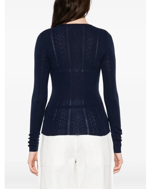 Herskind Blue Knit Long-Sleeved T-Shirt