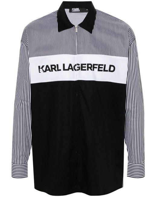 Chemise zippée à logo imprimé Karl Lagerfeld pour homme en coloris Gray
