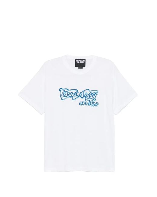 Versace Jeans Couture White Logo-Print T-Shirt for men