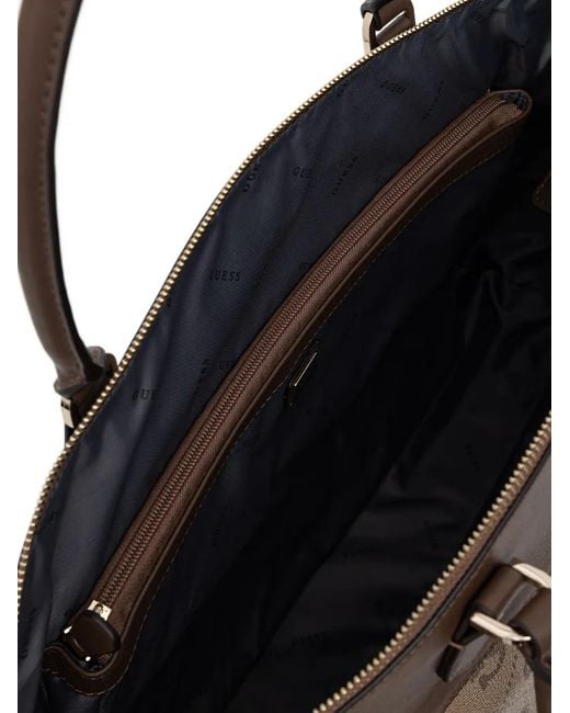 Guess Brown Maxi Berta 4G Monogram-Print Logo-Plaque Tote Bag