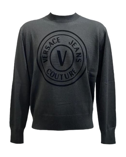Versace Jeans Couture Gray Graphic-Print Sweater for men