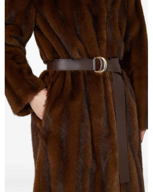 Max Mara Brown Belted Faux-Fur Coat