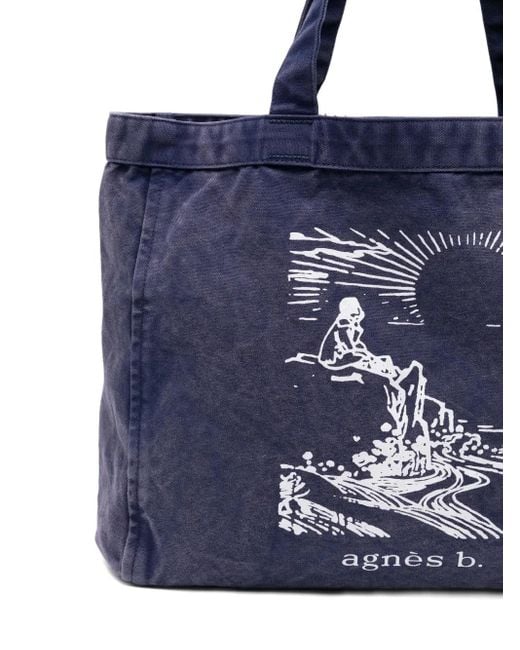 Agnes B. Blue Large Sunset Tote Bag for men