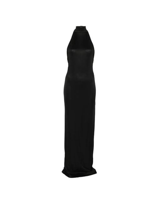 ANDAMANE Black Halterneck Backless Maxi Dress
