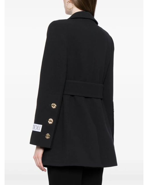 Patou Black Belted Virgin-Wool Coat