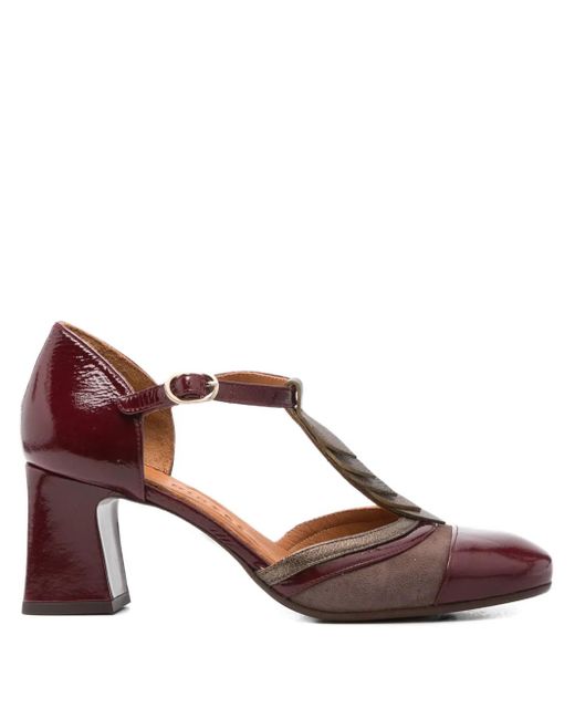 Chie Mihara 70 Mm Pumps Met Blokhak En T-Bandje in het Brown