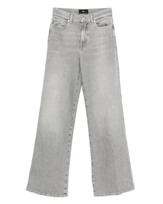 7 For All Mankind Gray Weite Jeans mit hohem Bund