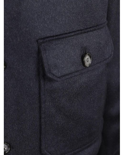 Barba Napoli Blue Button-Up Bomber Jacket for men