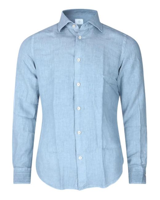 メンズ Eleventy Linen Shirt Blue