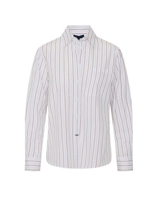 Patrick Assaraf White Striped Cotton Shirt