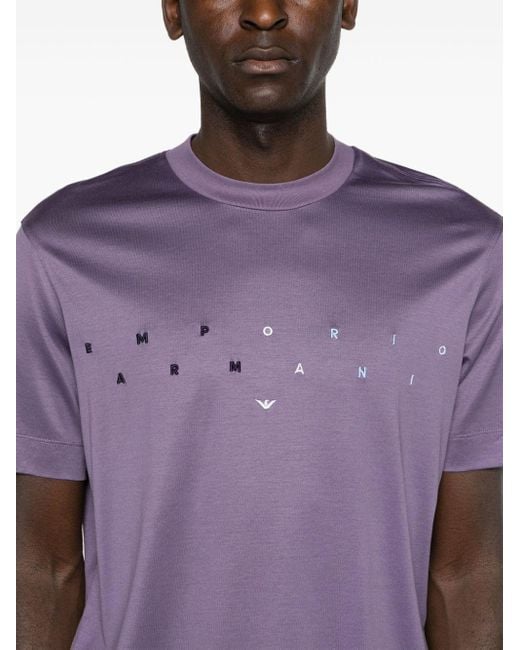 Emporio Armani T-Shirt mit Logo-Stickerei in Purple für Herren
