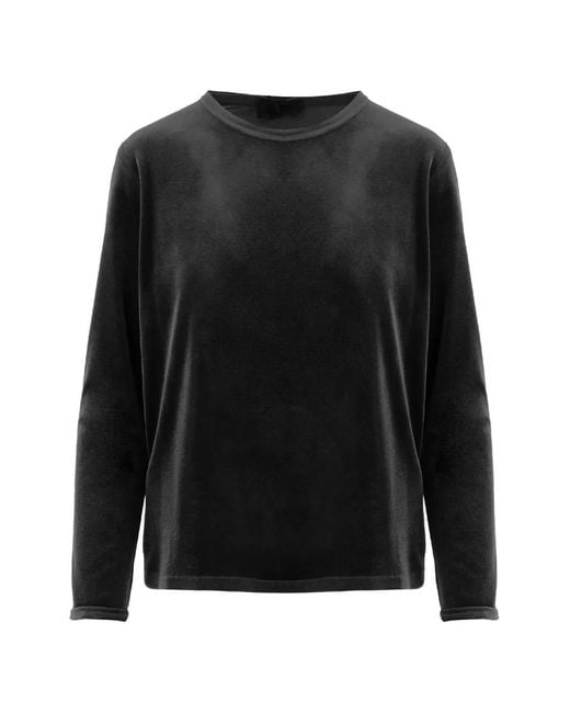 F.it Black Velvet-Effect Crew-Neck Sweater