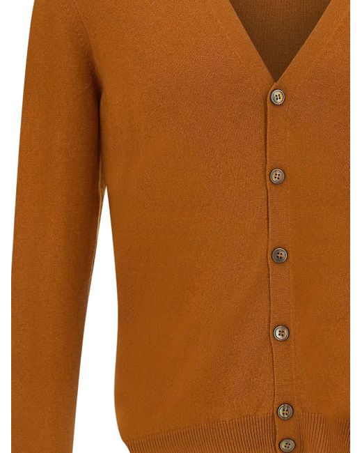 メンズ Gran Sasso Vネック カーディガン Brown