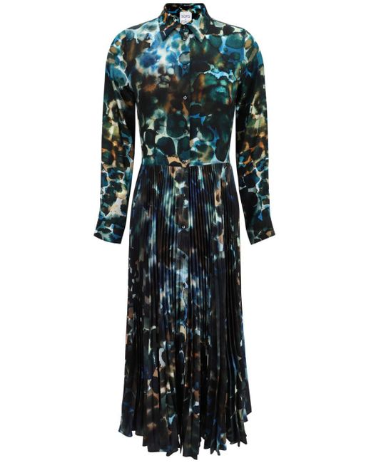 Sara Roka Black Abstract-Print Shirt Dress