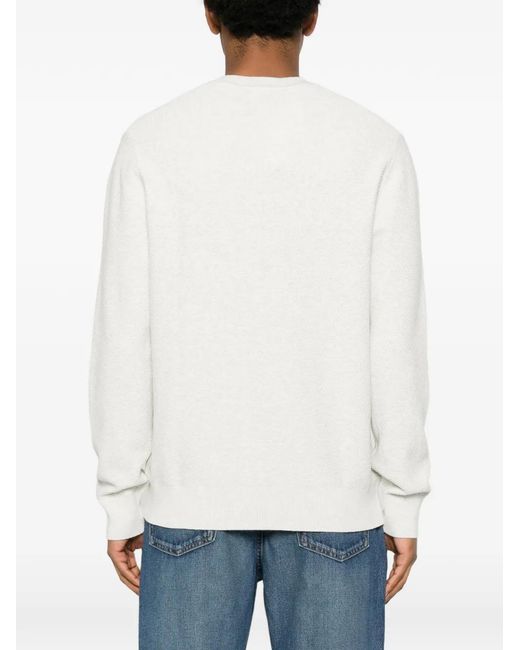 Calvin Klein White Textured Cotton Sweater for men