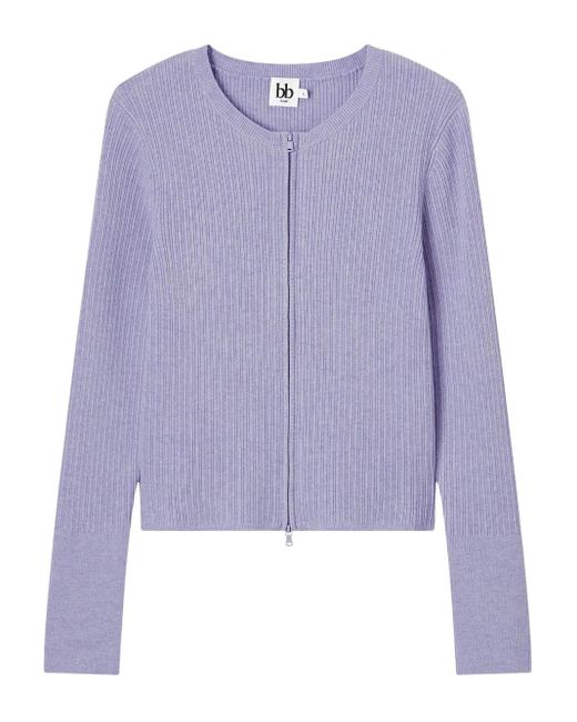 B+ AB Purple Ribbed-Knit Cardigan
