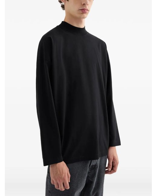 Jil Sander Black Cotton Mock-Neck T-Shirt for men
