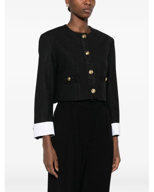 Sandro Black Striped Cropped Blazer