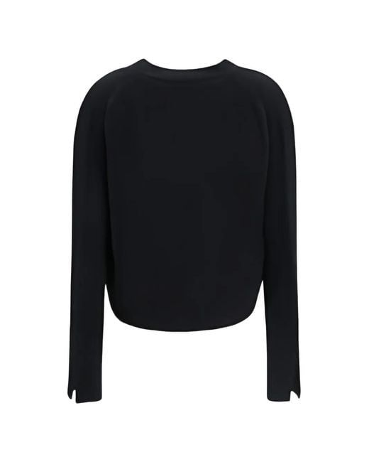 Verybusy Black V-Neck Split-Cuff Sweater