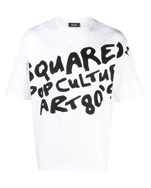 DSquared² White Pop Culture Art Cotton T-shirt for men