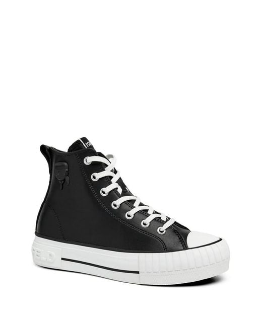 Karl Lagerfeld Black Appliqué Lace-Up Sneakers