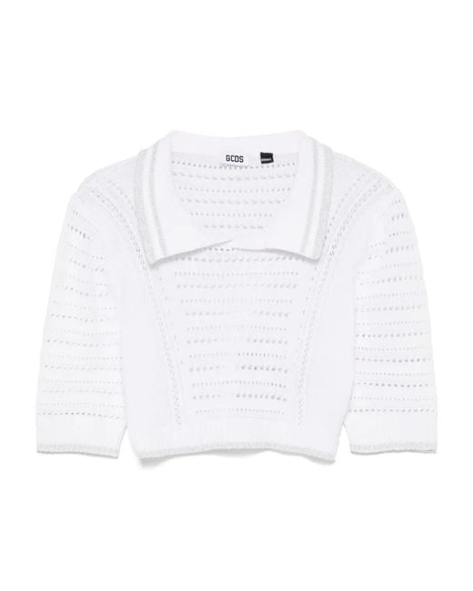 Gcds Crop Polo in het White